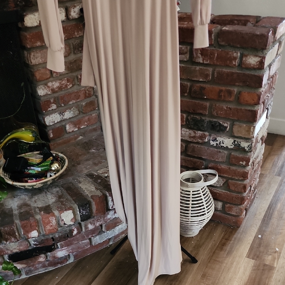 Naked Wardrobe Beige Long Sleeve Maxi Dress - Picture 8 of 14